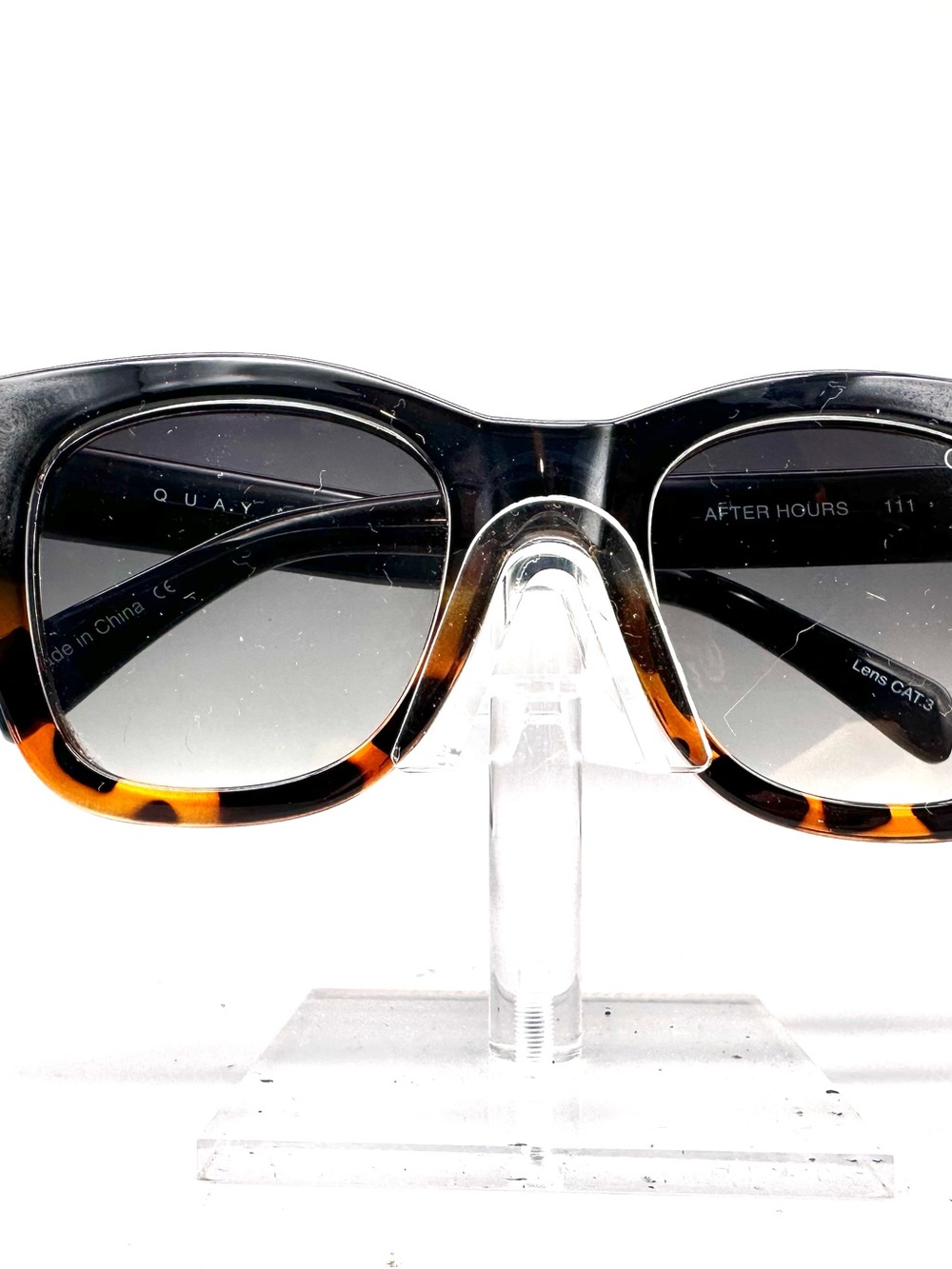 Quay Australia After Hours Sunglasses Black Tortoise Fade Gradient Lens Square